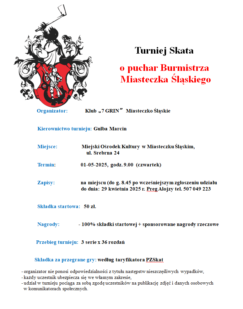 Turniej Skata o Puchar Burmistrza Miasteczka Śląskiego