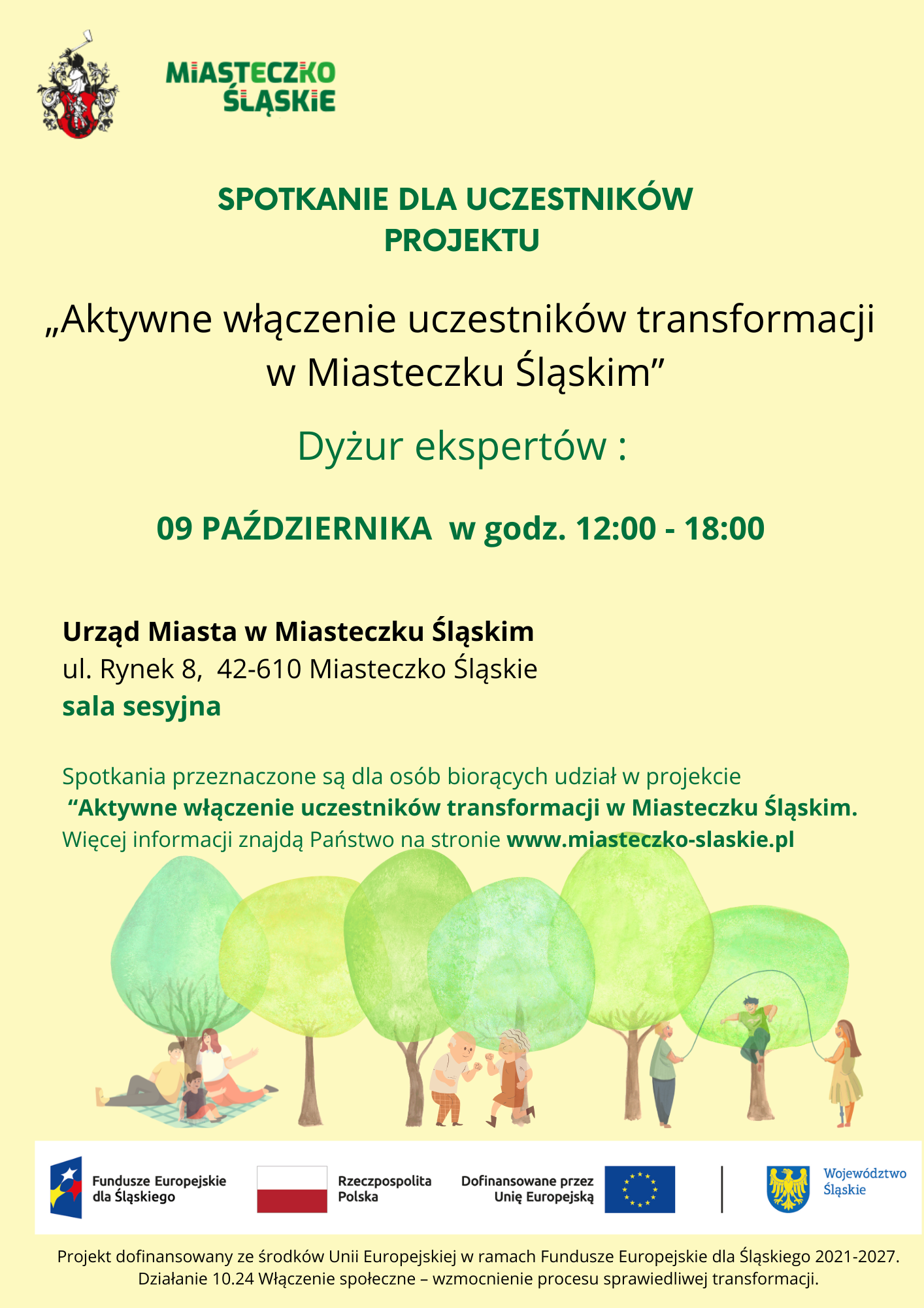 Dyżur ekspertów w ramach projektu „Aktywne włączenie uczestników transformacji w Miasteczku Śląskim”