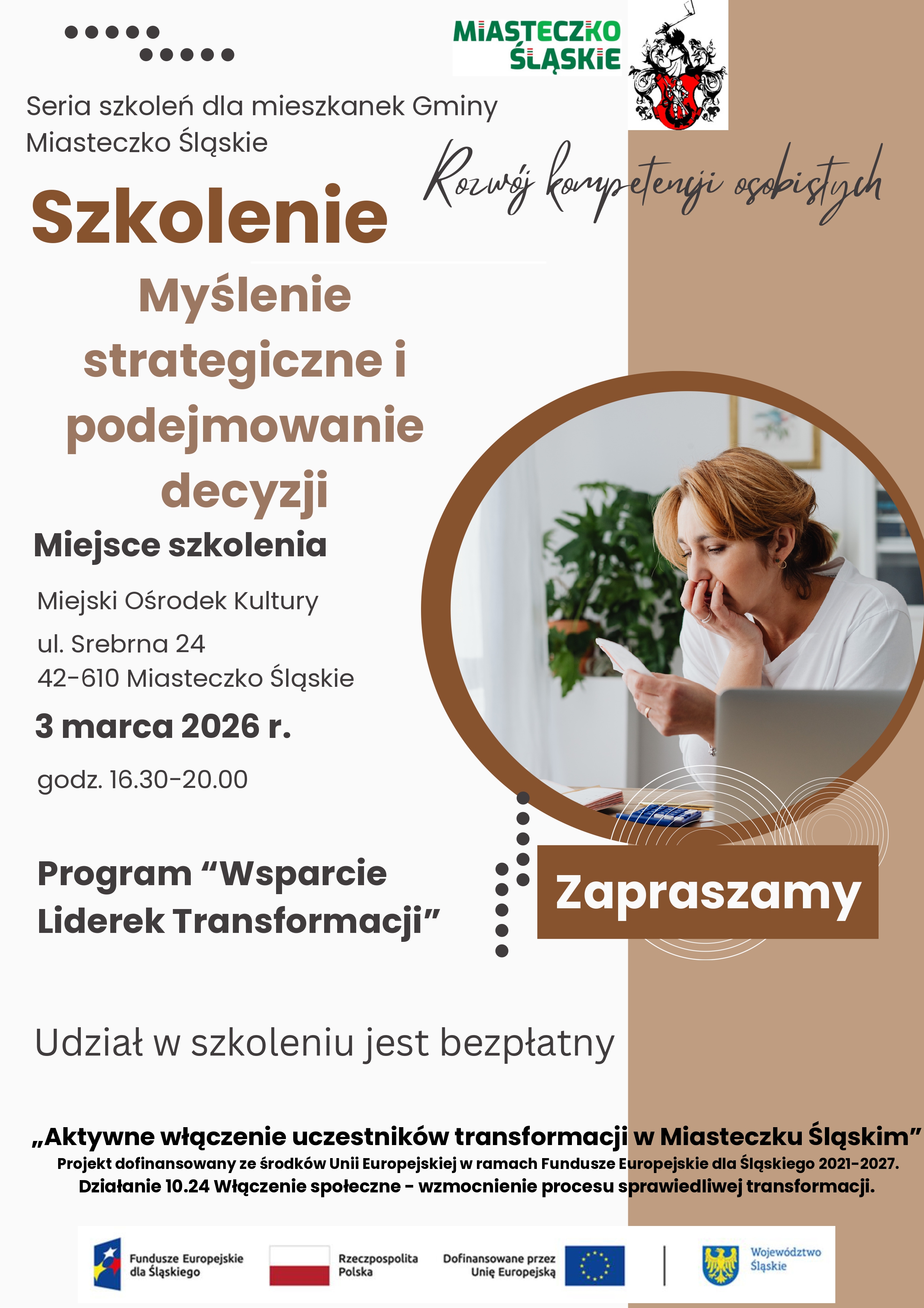 Szkolenie „Myślenie strategiczne i podejmowanie decyzji” dla mieszkanek Gminy Miasteczko Śląskie