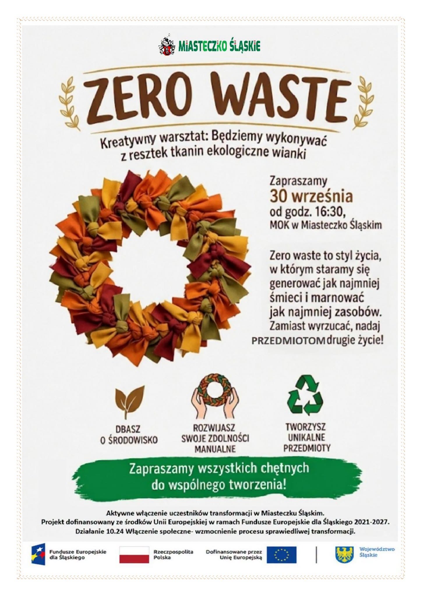 Z resztek tkanin powstaną wianki – warsztaty zero waste w MOK-u