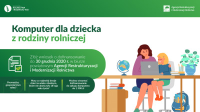 grafika do wpisu: Dofinansowanie zakupu komputera dla dziecka z rodziny rolniczej