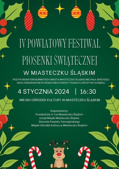 grafika do wpisu: IV Powiatowy Festiwal Piosenki Świątecznej w Miasteczku Śląskim