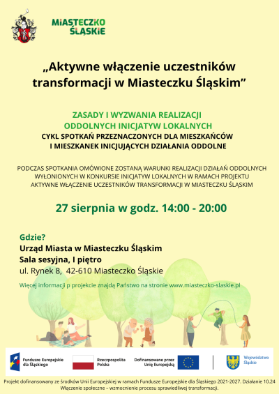 grafika do wpisu: Spotkanie informacyjne dla mieszkańców Miasteczka Śląskiego