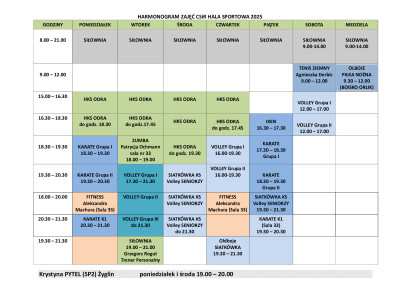 grafika do wpisu: Zajęcia i treningi organizowane w Centrum Sportu i Rekreacji w Miasteczku Śląskim
