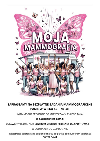 grafika do wpisu: Bezpłatne badania mammograficzne dla pań w wieku 45-74 lat