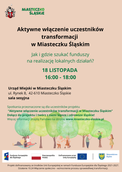 grafika do wpisu: Spotkania w ramach projektu „Aktywne włączenie uczestników transformacji w Miasteczku Śląskim”