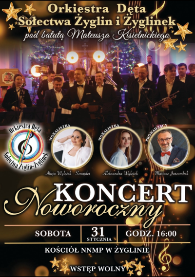 grafika do wpisu: Orkiestra Dęta Sołectwa Żyglin i Żyglinek zaprasza na Koncert Noworoczny