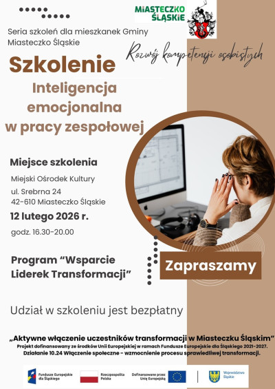 grafika do wpisu: Bezpłatne szkolenie dla mieszkanek Gminy Miasteczko Śląskie – inteligencja emocjonalna w pracy zespołowej