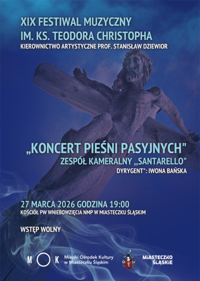 grafika do wpisu: Wyjątkowy wieczór z muzyką pasyjną w Miasteczku Śląskim