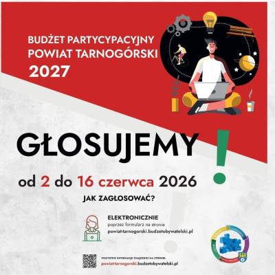grafika do wpisu: Rusza głosowanie w ramach Budżetu Partycypacyjnego Powiatu Tarnogórskiego!