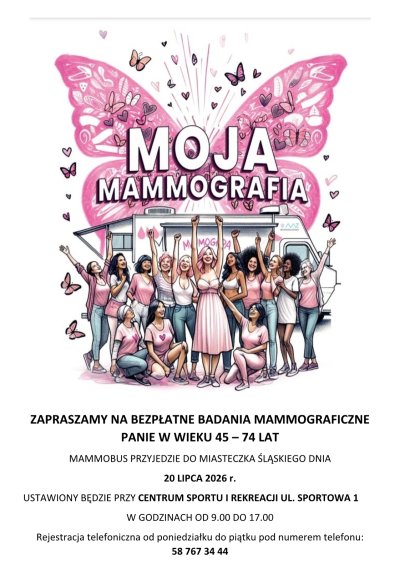 grafika do wpisu: Bezpłatna mammografia w Miasteczku Śląskim