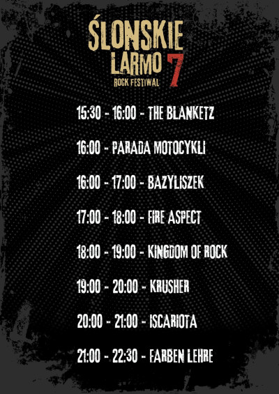 grafika do wpisu: Line-up Ślonskie Larmo Rock Festiwal Miasteczko Śląskie