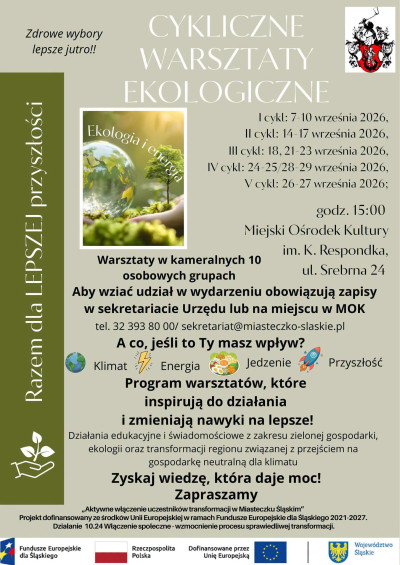 grafika do wpisu: Cykliczne warsztaty ekologiczne w Miasteczku Śląskim!