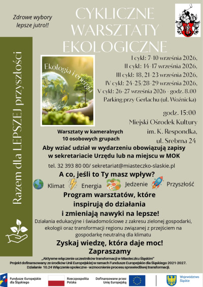 grafika do wpisu: Cykliczne warsztaty ekologiczne w Miasteczku Śląskim!