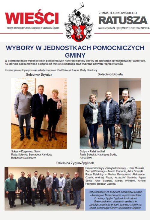 okładka wydania Nr 1 (100) Marzec 2019 gazety Wieści z Ratusza