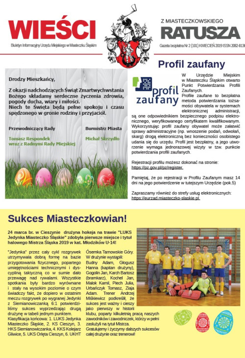 okładka wydania Nr 2 (101) Kwiecień 2019 gazety Wieści z Ratusza