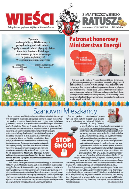 okładka wydania Nr 3 (90) Marzec 2018 gazety Wieści z Ratusza