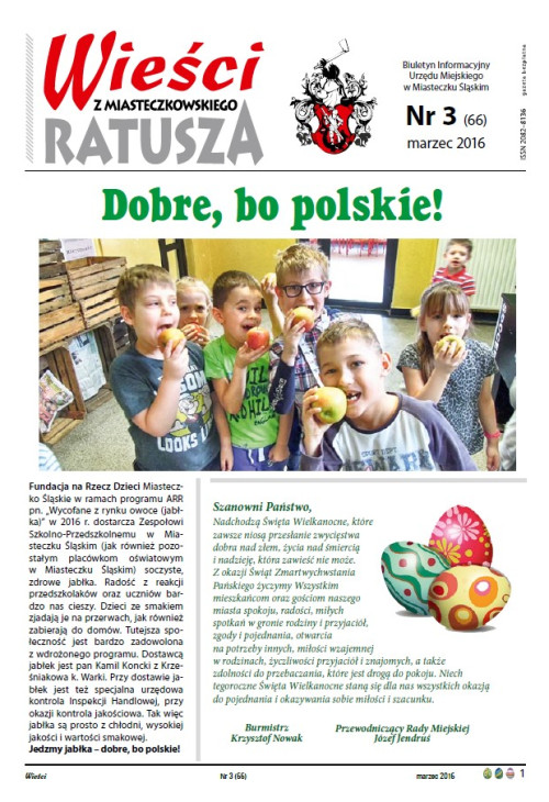 okładka wydania Nr 3 (66) Marzec 2016 gazety Wieści z Ratusza
