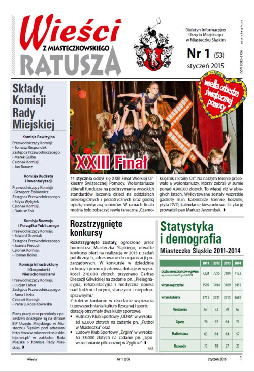 okładka wydania Nr 1 (53) Styczeń 2015 gazety Wieści z Ratusza