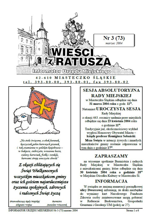 okładka wydania Nr 3 (7) Marzec 2004 gazety Wieści z Ratusza