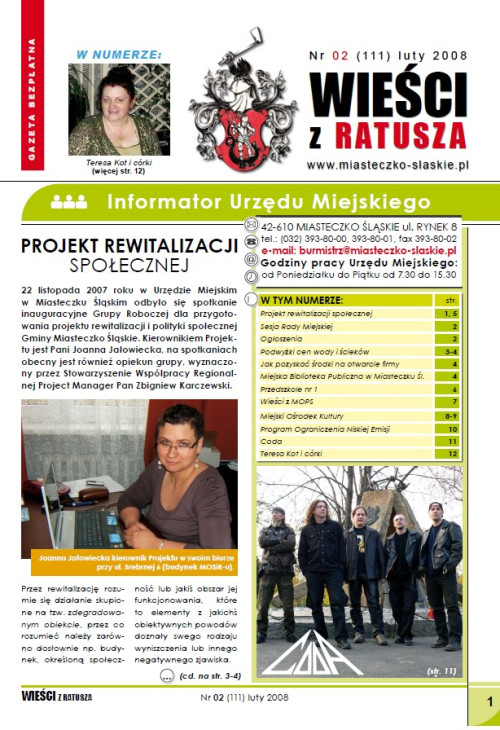okładka wydania Nr 2 (111) Luty 2008 gazety Wieści z Ratusza