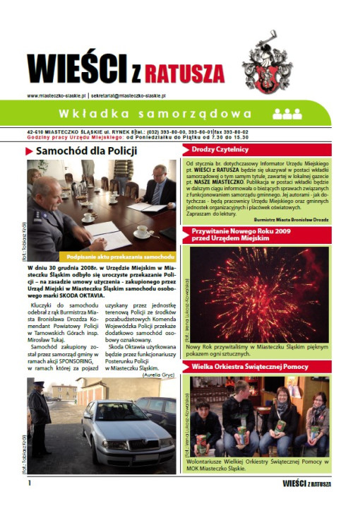 okładka wydania Wkładka samorządowa - Styczeń 2009 gazety Wieści z Ratusza
