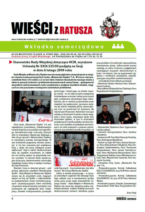 okładka wydania Wkładka samorządowa - Luty 2009 gazety Wieści z Ratusza