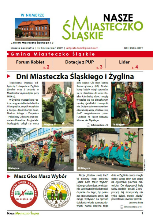 okładka wydania Nr 5 (5) Sierpień 2009 gazety Wieści z Ratusza