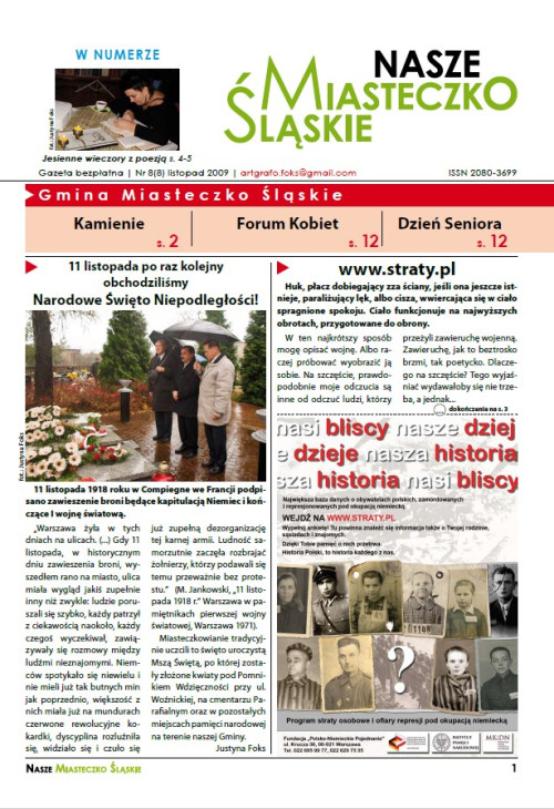 okładka wydania Nr 8 (8) Listopad 2009 gazety Wieści z Ratusza