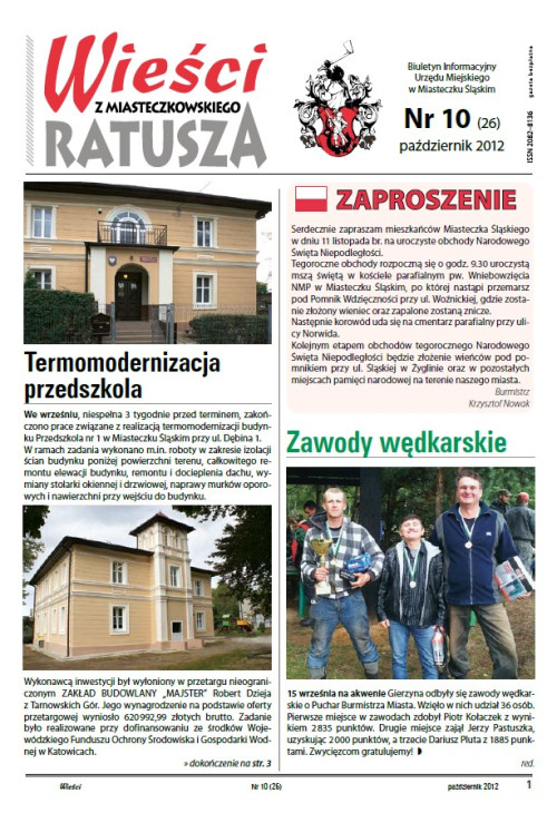 okładka wydania Nr 10 (26) Październik 2012 gazety Wieści z Ratusza