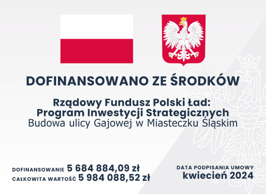 grafika do wpisu: Budowa ulicy Gajowej w Miasteczku Śląskim - POLSKI ŁAD