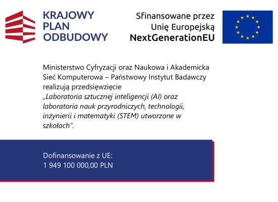 grafika do wpisu: Laboratoria sztucznej inteligencji (AI) oraz laboratoria nauk przyrodniczych, technologii, inżynierii i matematyki (STEM) utworzone w szkołach.