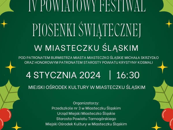 IV Powiatowy Festiwal Piosenki Świątecznej w Miasteczku Śląskim