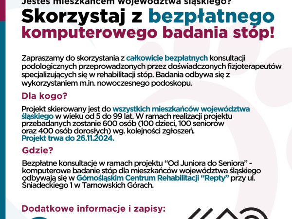 Od Juniora do Seniora - Komputerowe badanie stóp dla mieszkańców województwa śląskiego