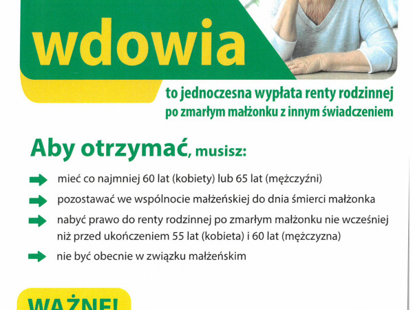 grafika do wpisu: Renta wdowia - od lipca 2025 r. wdowy i wdowcy uzyskają możliwość pobierania zbiegu świadczeń wg nowych zasad