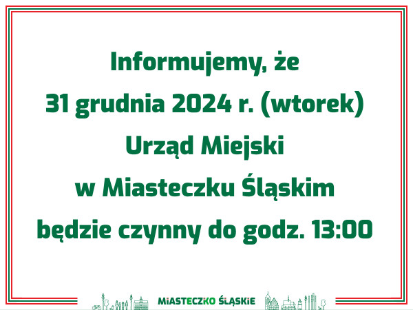 grafika do wpisu: Godziny pracy urzędu 31 grudnia 2024 r.