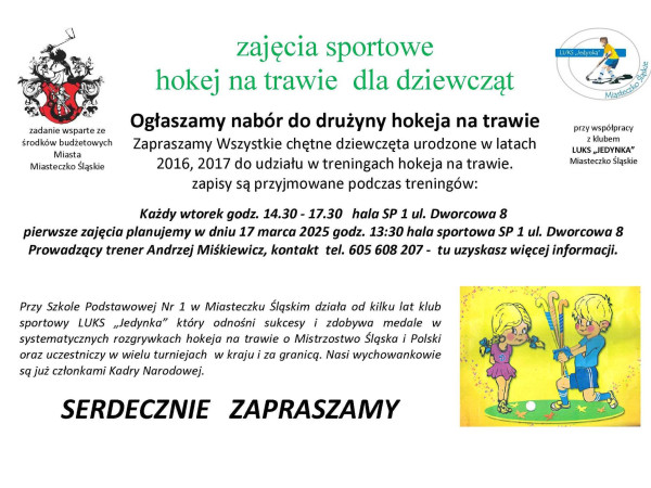 Nabór do drużyny hokeja na trawie dziewcząt