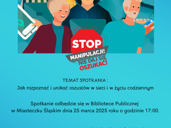 grafika do wpisu: Bądź czujny! Spotkanie na temat oszustów w sieci i życiu codziennym