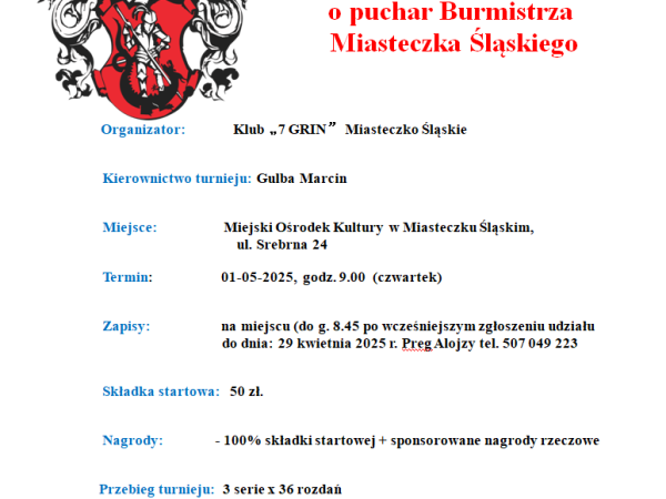 Turniej Skata o Puchar Burmistrza Miasteczka Śląskiego