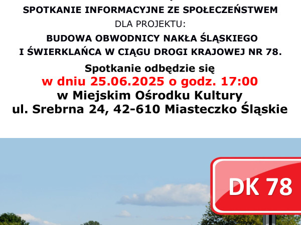 grafika do wpisu: Spotkanie informacyjne w sprawie budowy obwodnicy Nakła Śląskiego i Świerklańca