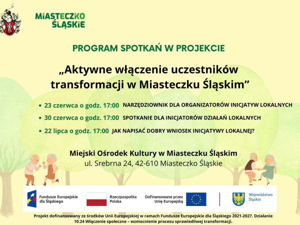 grafika do wpisu: Spotkania w ramach projektu „Aktywne włączenie uczestników transformacji w Miasteczku Śląskim”