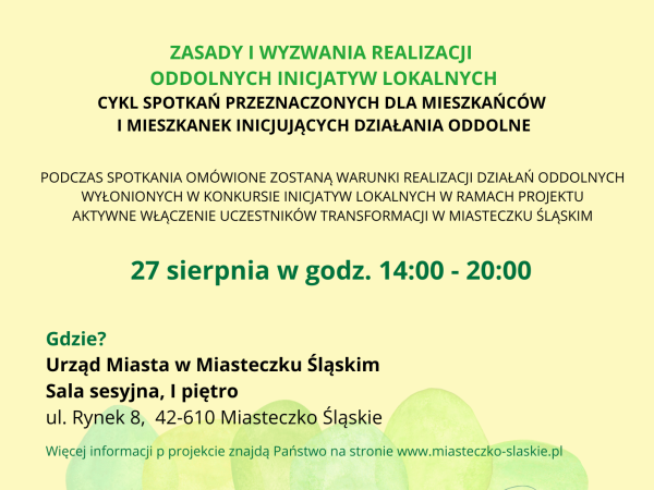 Spotkanie informacyjne dla mieszkańców Miasteczka Śląskiego