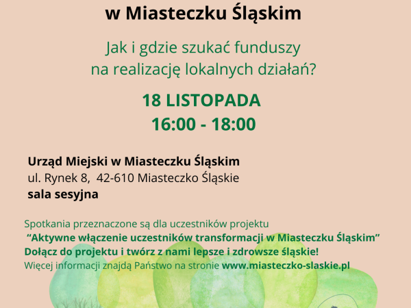 grafika do wpisu: Spotkania w ramach projektu „Aktywne włączenie uczestników transformacji w Miasteczku Śląskim”