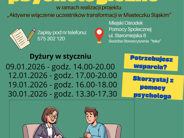 Wsparcie psychologiczne dla dorosłych mieszkańców naszej Gminy