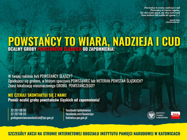 „Powstańcy to wiara, nadzieja i cud” – ocalmy groby Powstańców Śląskich od zapomnienia!