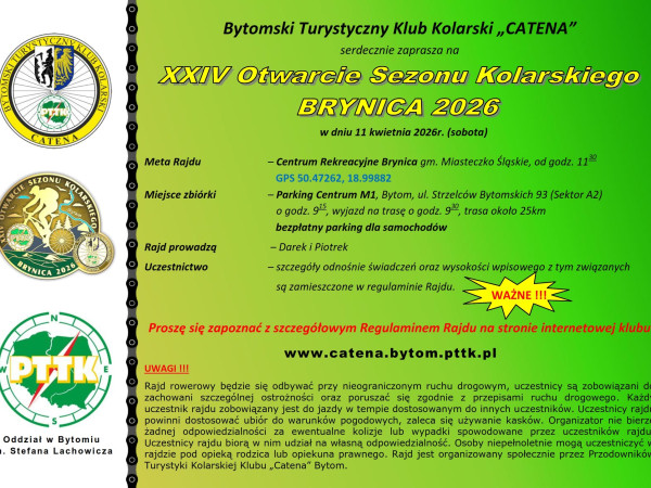 grafika do wpisu: XXIV Otwarcie Sezonu Kolarskiego w Brynicy