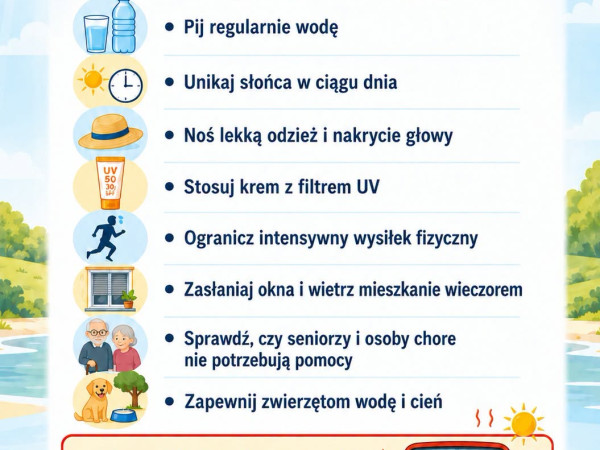 grafika do wpisu: Fala upałów – zadbajmy o siebie i swoich bliskich!