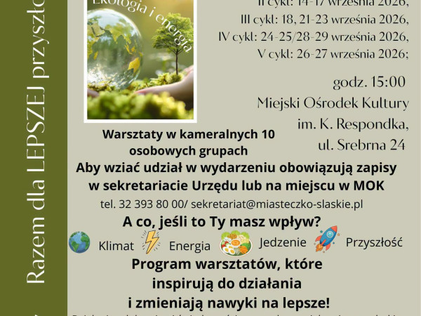 grafika do wpisu: Cykliczne warsztaty ekologiczne w Miasteczku Śląskim!