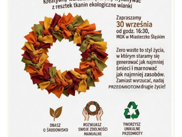 Z resztek tkanin powstaną wianki – warsztaty zero waste w MOK-u