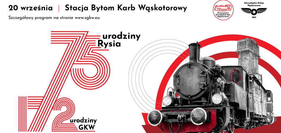 grafika dla wpisu: Obchody 172. urodzin Górnośląskich Kolei Wąskotorowych oraz 75. urodzin...